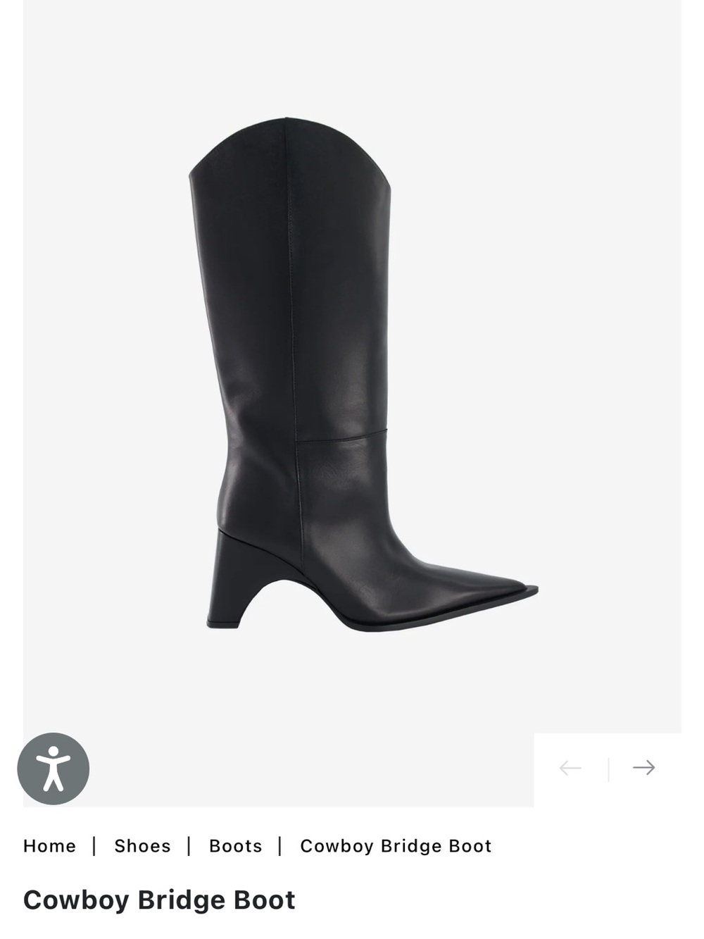 Coperini Cowboy Bridge Boot Black Pointed-Toe Mid-Calf Leather Boots